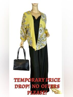 ROSEY TOMATO YELLOW & BLACK LIGHTWEIGHT PAISLEY PRINT BOLERO COVER (3X)